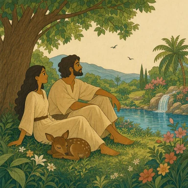 Escena del día 7 de la creación: descanso y bendición.